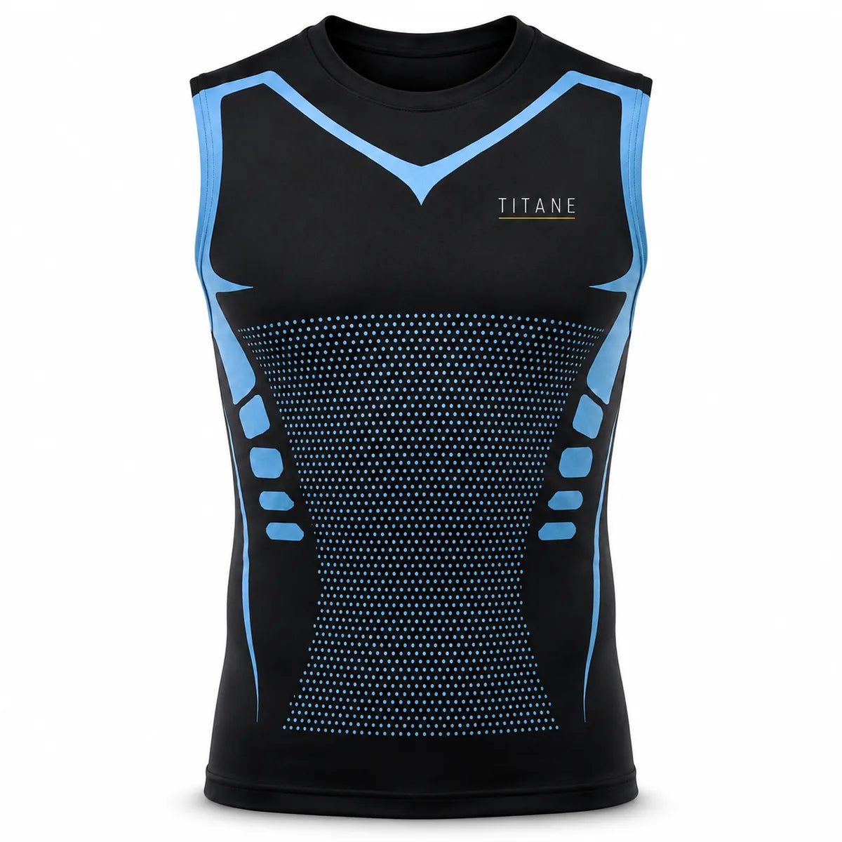 Débardeur de compression TITANE noir et bleu