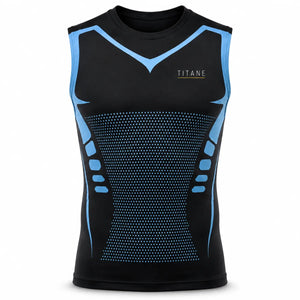Débardeur de compression TITANE noir et bleu