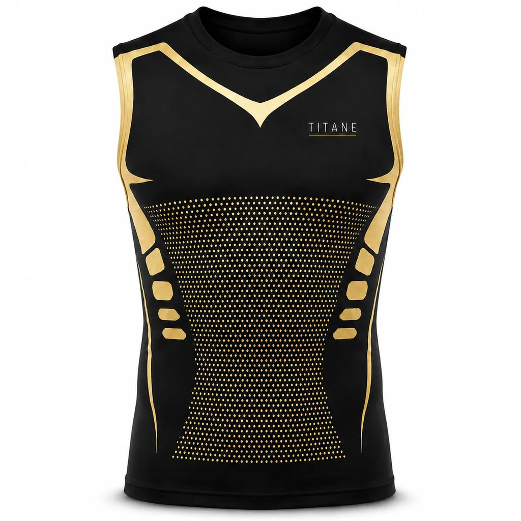 Pack de 3 débardeurs de compression TITANE noir et or